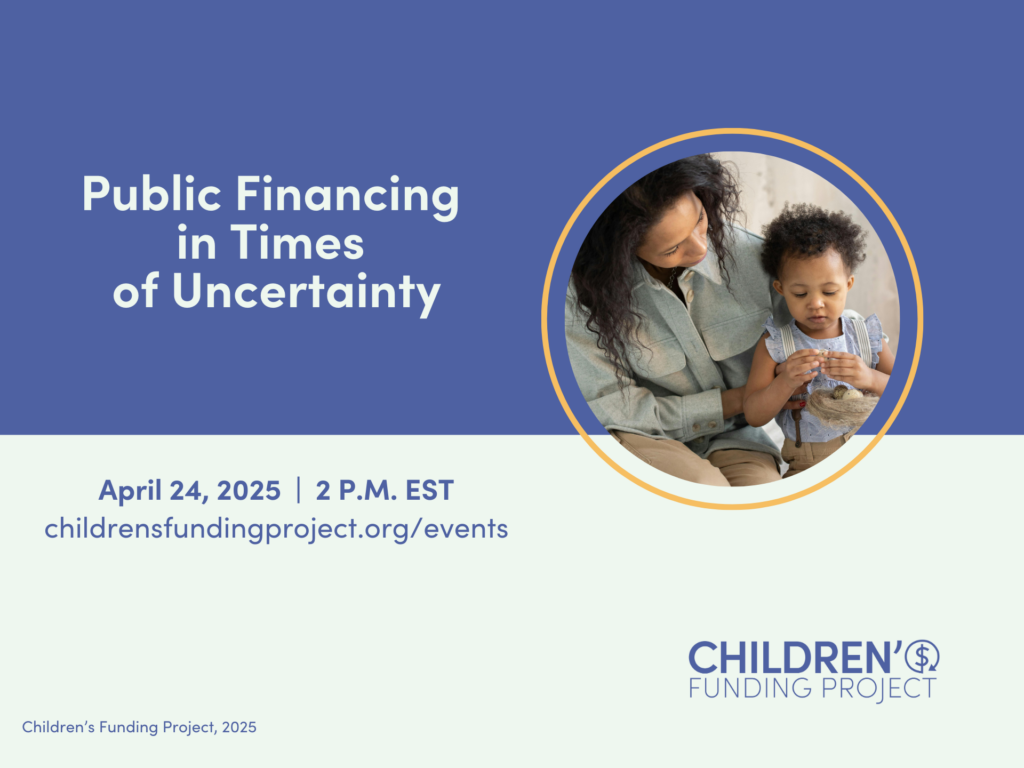 Graphic with the webinar information and a picture of an adult caring for a small child.